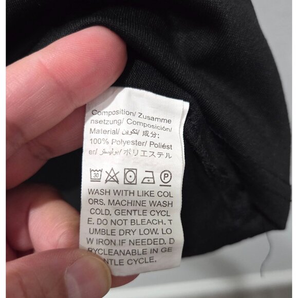 Shein Mens Black Graphic Tee with White Floral Design & Text Print Size S - Picture 5 of 8